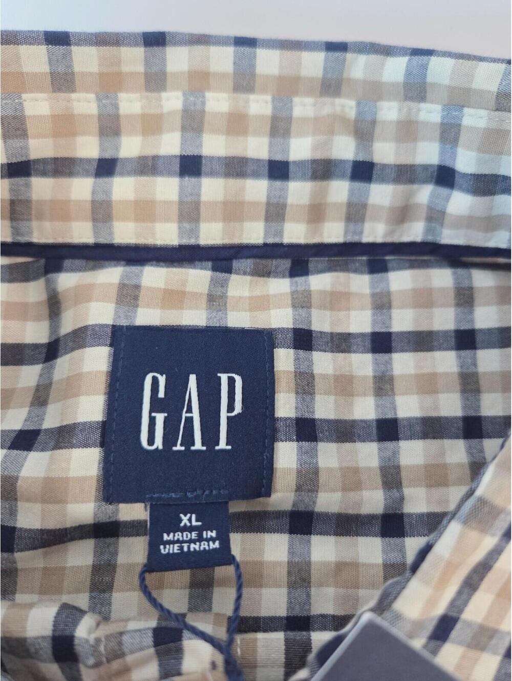 NEW With Tags-GAP Woven Tan Plaid Long Sleeve Button Down-Men's XL-MSRP $59.95 - Picture 4 of 7